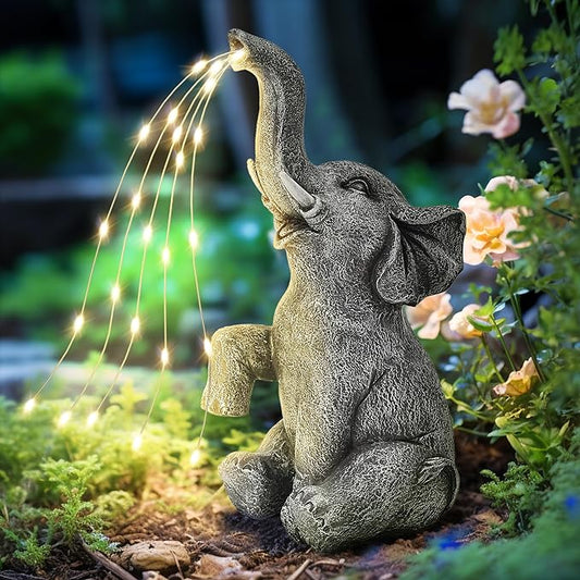 Elephant Statue Solar Garden Decor